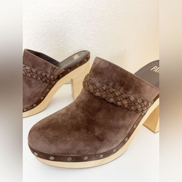 PAIGE ‘Alex’ Platform Clog in brown Suede with festival braided leather Size 11 - Picture 4 of 11